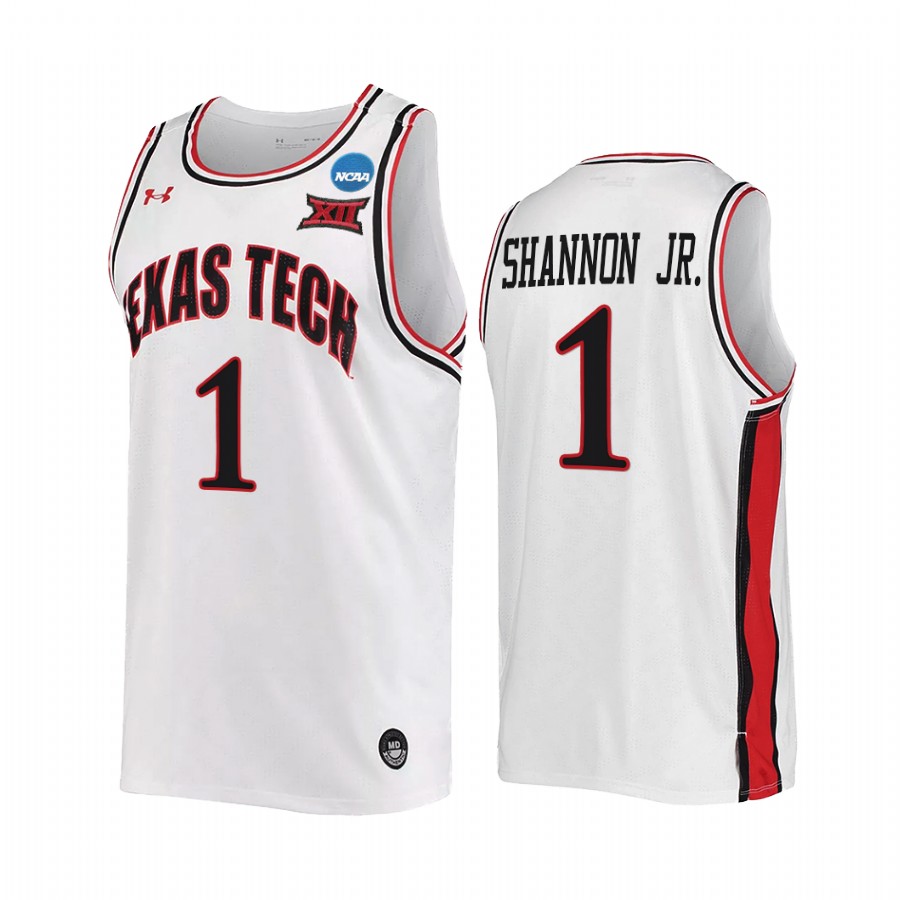 Texas Tech Red Raiders Terrence Shannon Jr. Jersey 2022 NCAA March Madness White Retro Uniform