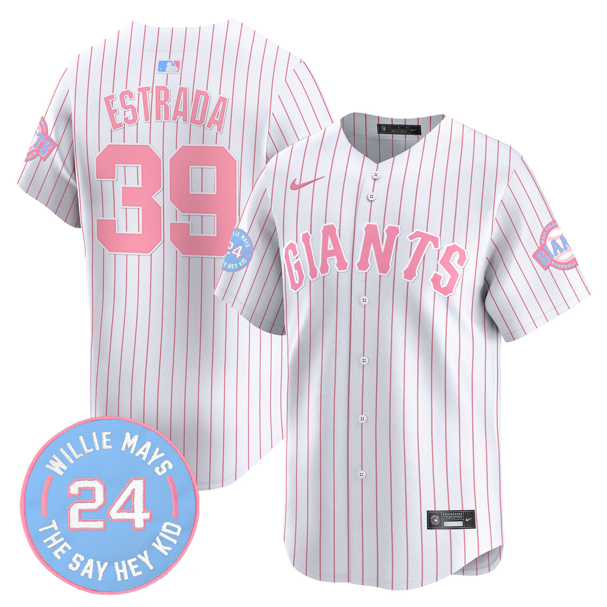 Thairo EstradaUnisex San Francisco Giants Bubblegum Pink Vapor Premier Limited Pinstripe Jersey - All Stitched