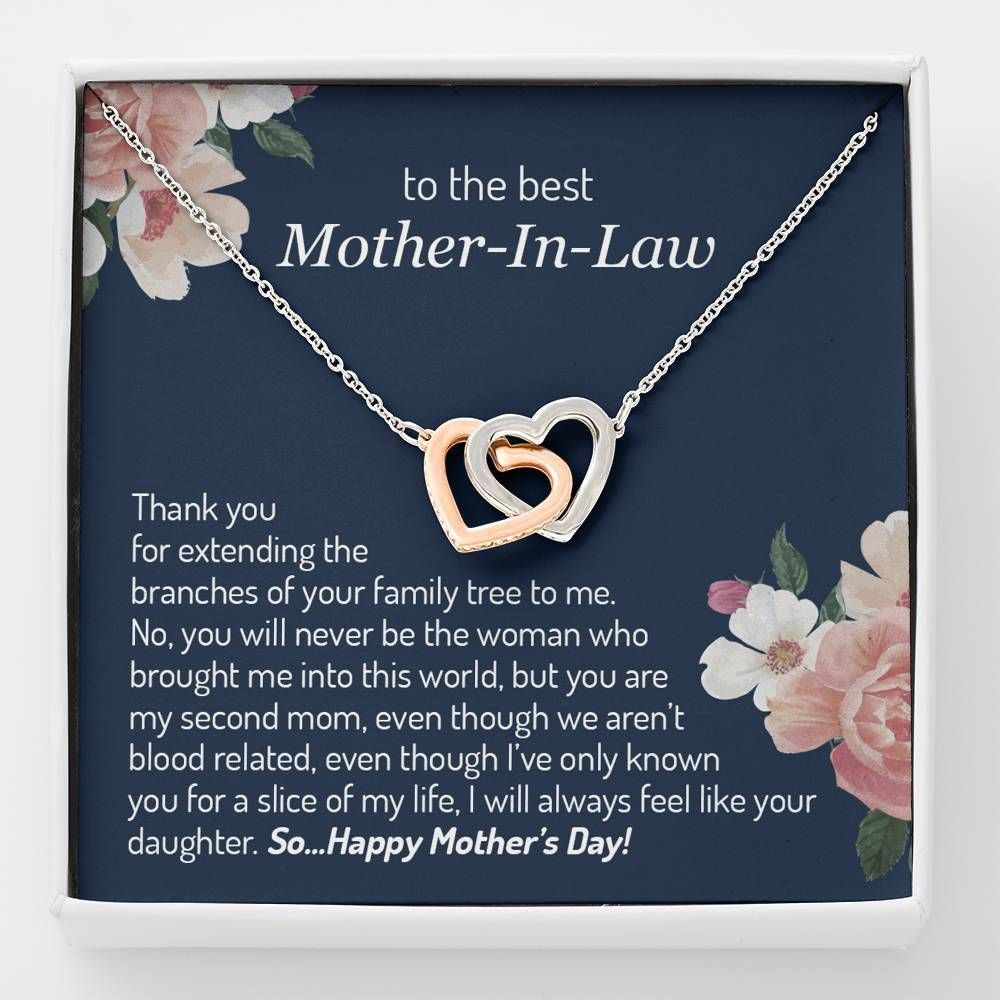 Thank For Extending The Branches Of Your Family Interlocking Hearts Necklace Gift For Mother In Law