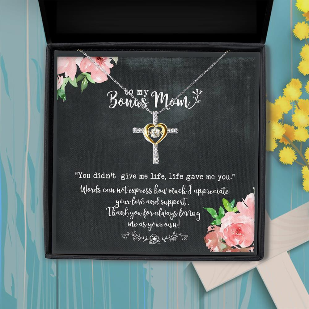 Thank For Loving Me Gift For Mom Bonus Mom Cross Dancing Necklace