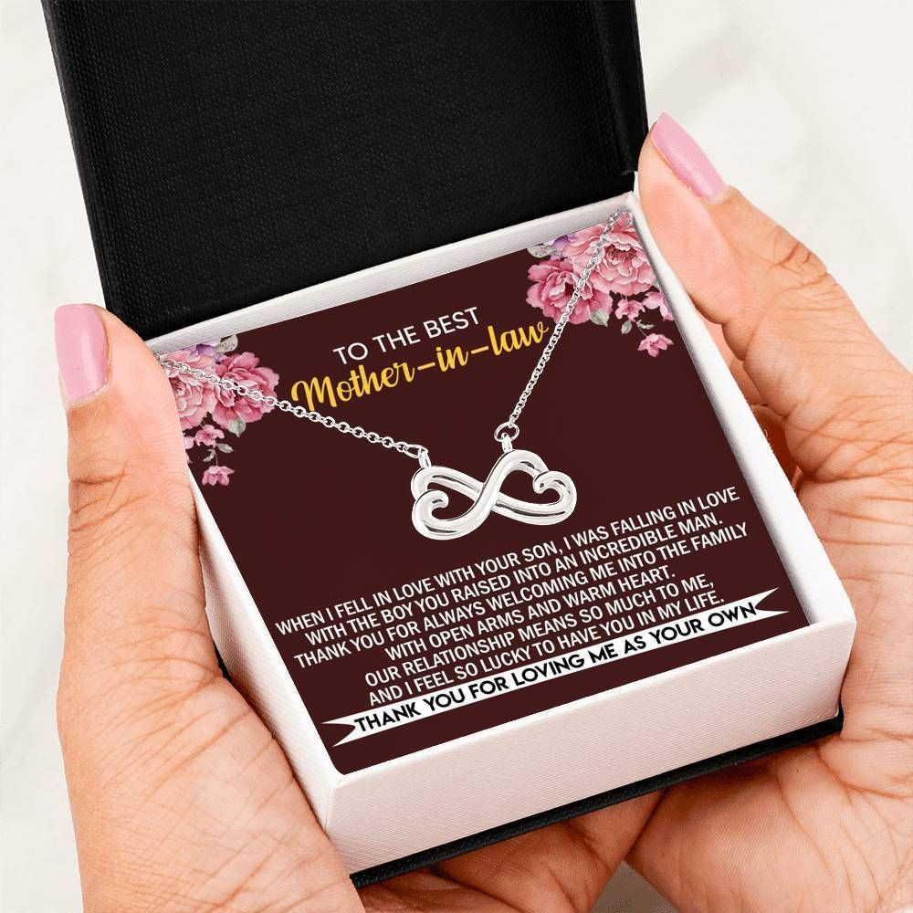 Thank For Loving Me Infinity Heart Necklace Gift For Mother In Law