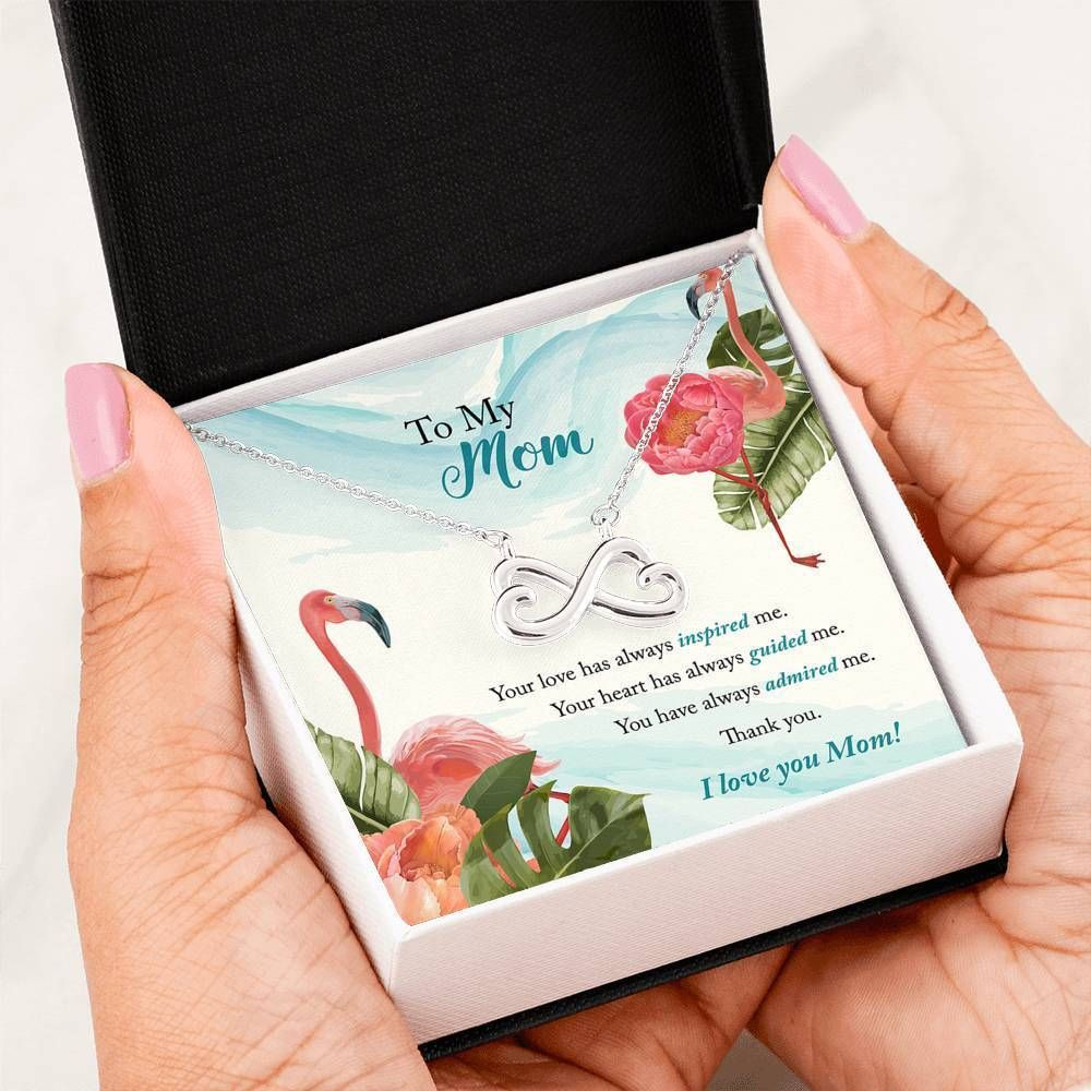 Thank You Flamingo Infinity Heart Necklace Gift For Mom