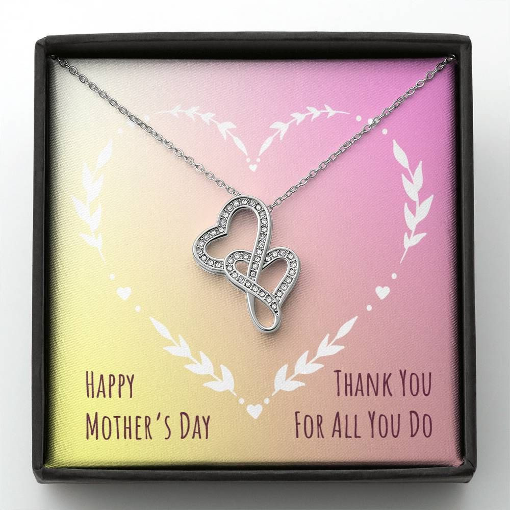 Thank You For All You Do Gift For Mom Double Hearts Necklace