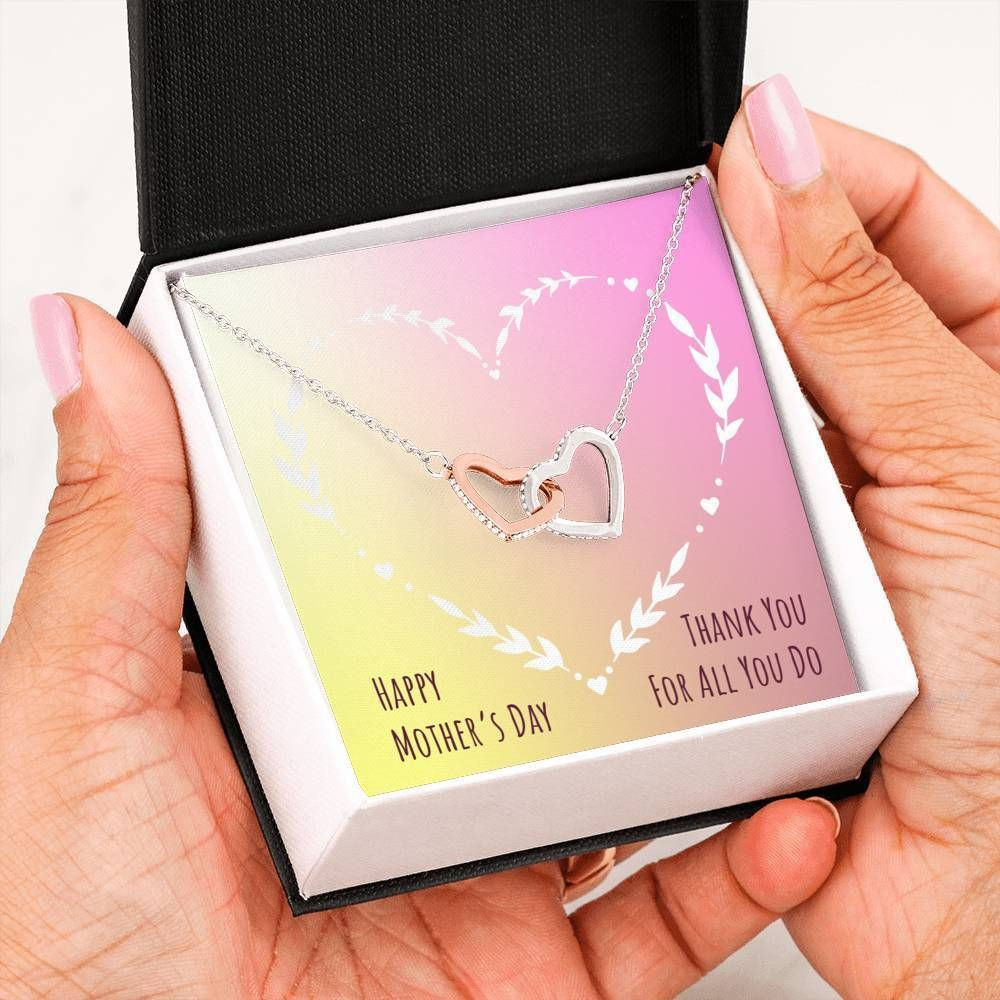 Thank You For All You Do Interlocking Hearts Necklace Gift For Mom