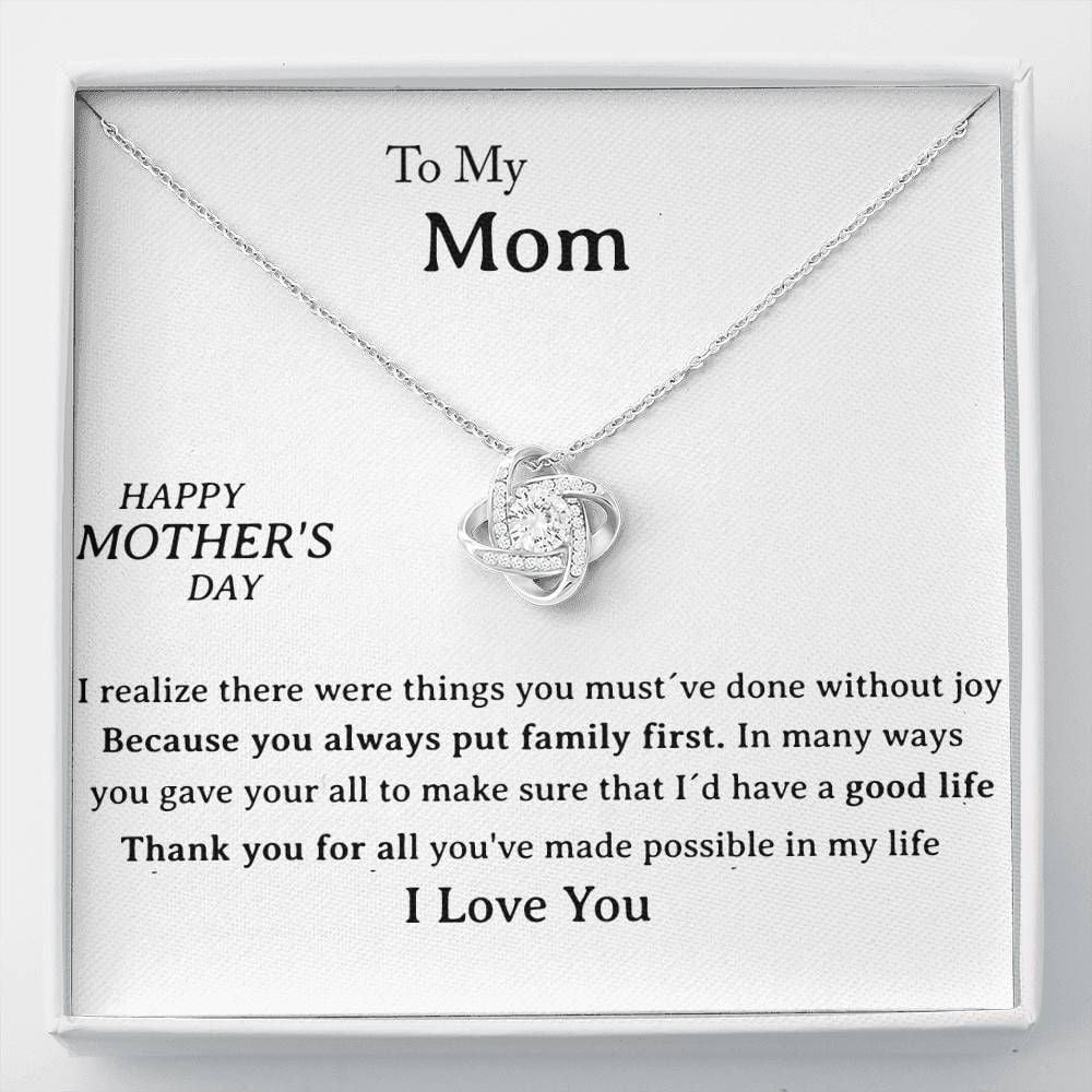 Thank You For All You’ve Made Possible In My Life Gift For Mom Love Knot Necklace