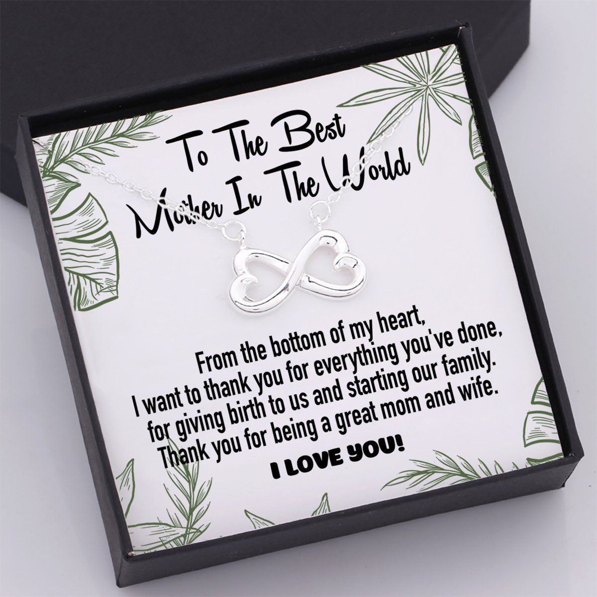 Thank You For Being A Great Mom And Wife Infinity Heart Necklace Gift For Mom