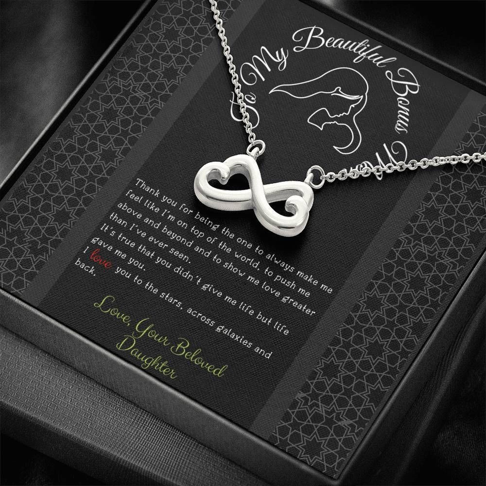 Thank You For Being The One To Always Make Me Feel Like I’m On Top Of The World Infinity Heart Necklace Gift For Mom