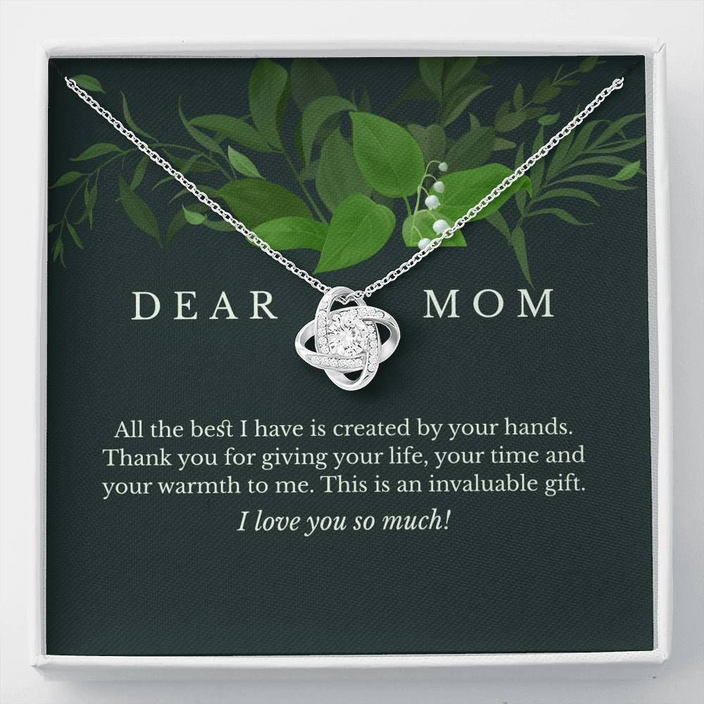 Thank You For Giving Your Life Love Knot Necklace Gift For Mom