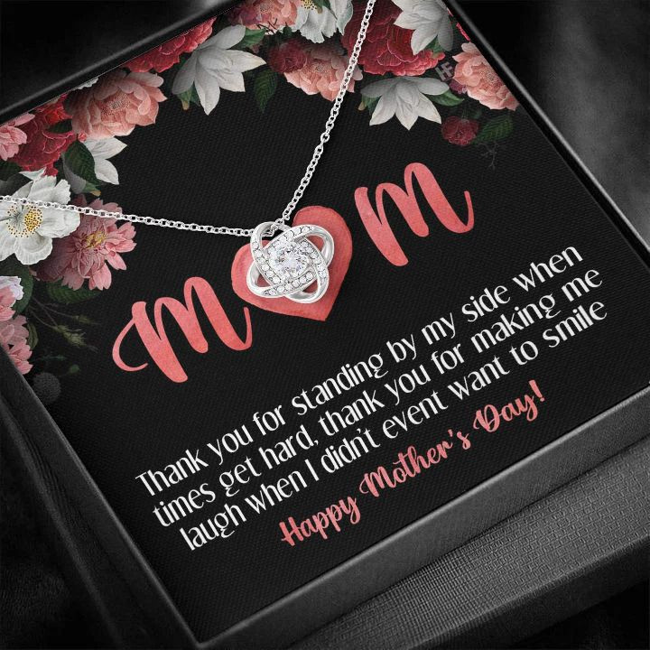Thank You For Standing By My Side Mother’s Day Love Knot Necklace Gift For Mom