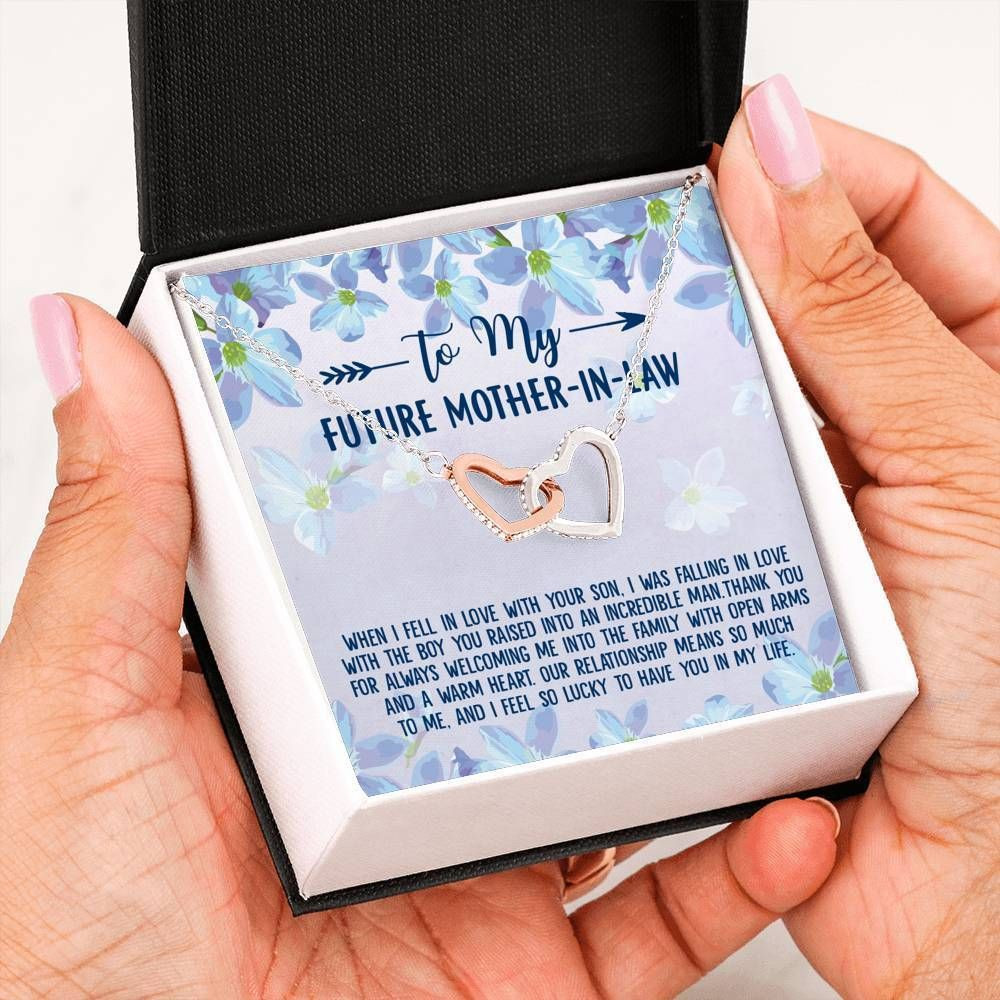 Thank You Interlocking Hearts Necklace Gift For Mother In Law