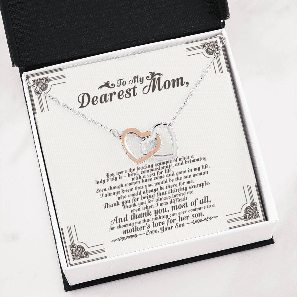 Thank You Most Of All Interlocking Hearts Necklace Gift For Mom