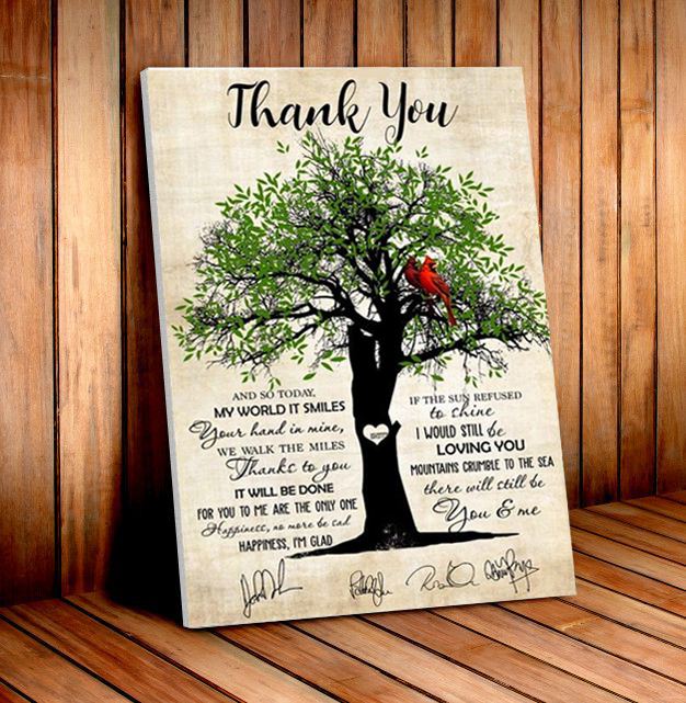 Thank you My world Smile cardinal bird Canvas