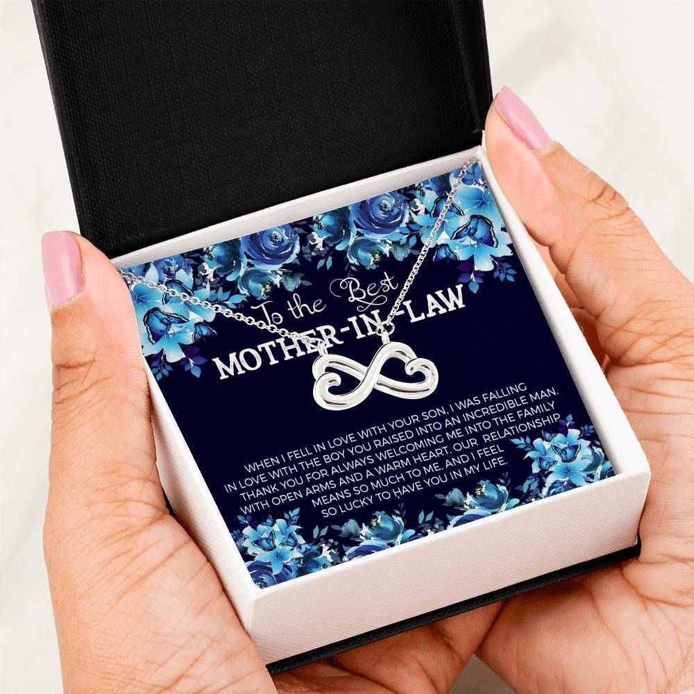 Thanks For Always Welcoming Me Infinity Heart Necklace For Mother In Law