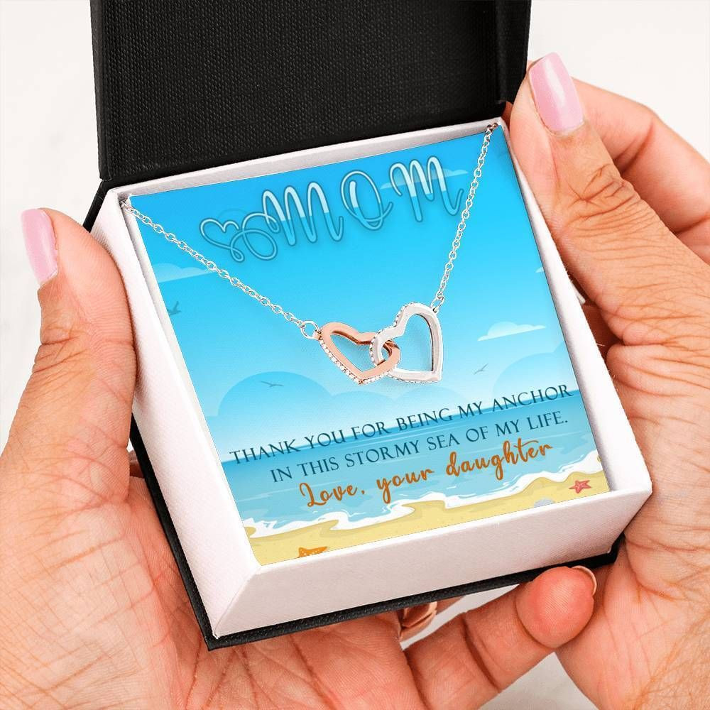Thanks For Being My Anchor Interlocking Hearts Necklace Gift For Mom