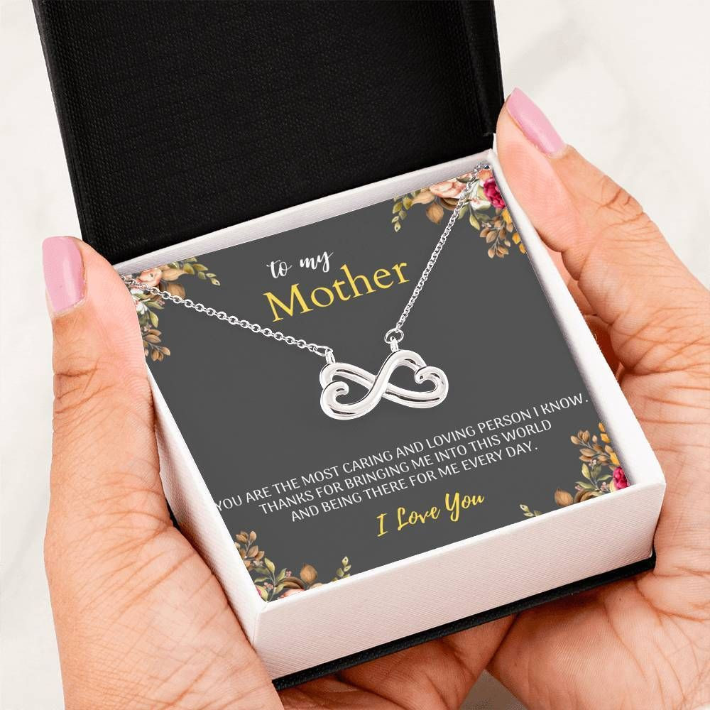 Thanks For Being There For Me 14K White Gold Infinity Heart Necklace Gift For Mom