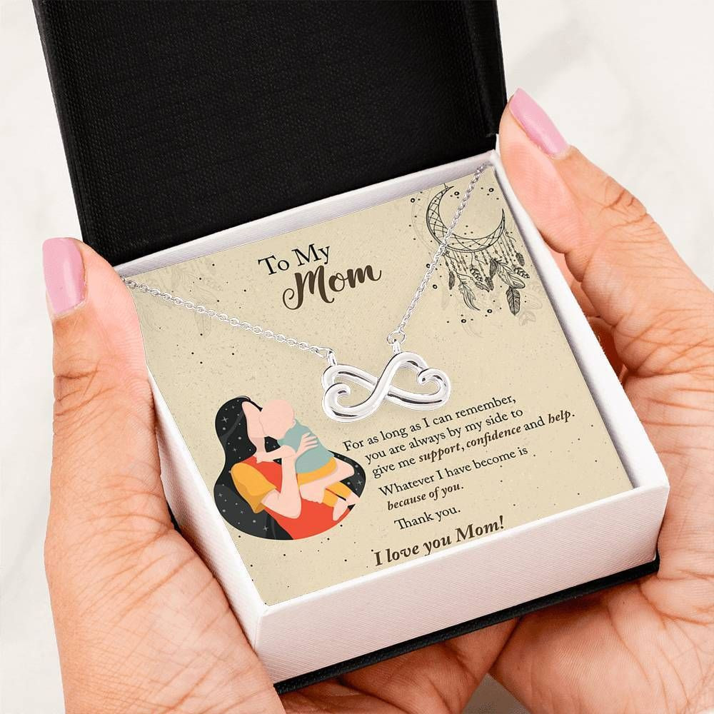 Thanks For Giving Me Support Confidence And Help Infinity Heart Necklace Gift For Mom