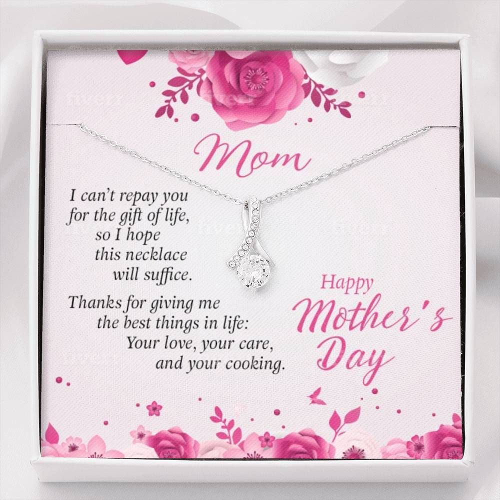 Thanks For Giving Me The Best Things In Life Pink Gift For Mom 14K White Gold Alluring Beauty Necklace