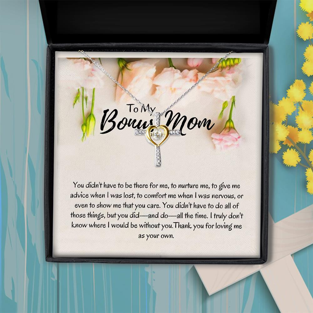 Thanks For Loving Me As Your Own Bonus Mom Gift For Mom Cross Dancing Necklace
