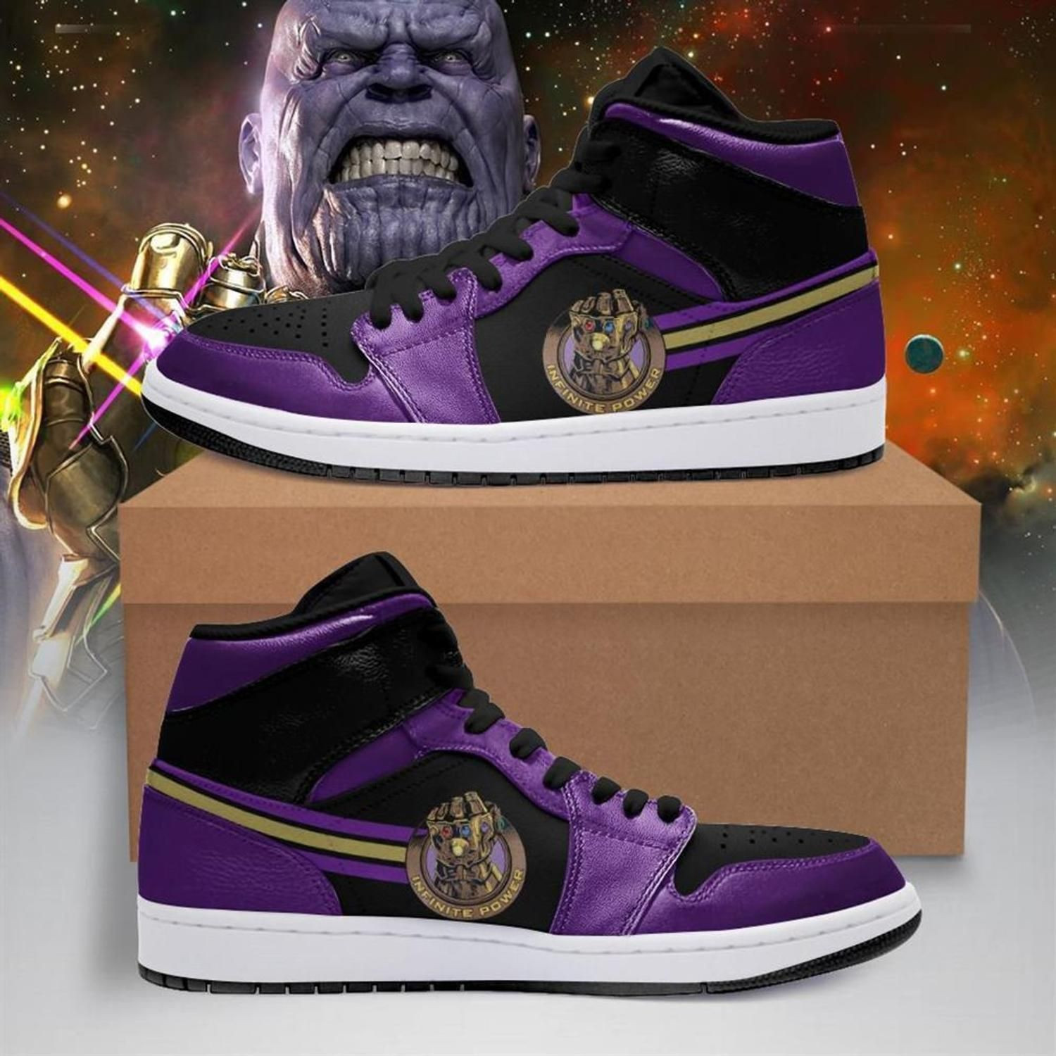 Thanos Marvel 1 High Top Air Jordan Sneaker, Air Jordan Hightop
