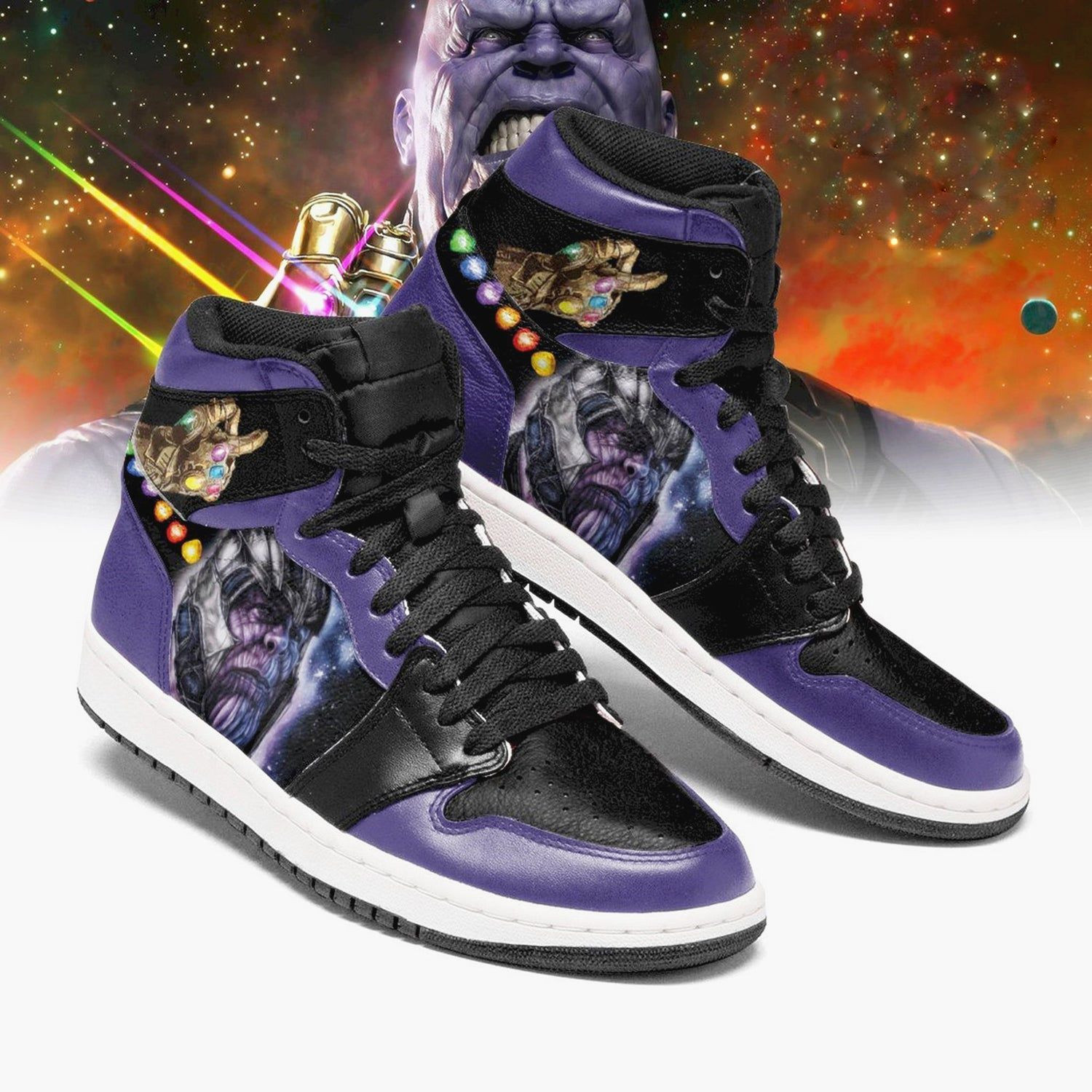 Thanos Marvel 2 High Top Air Jordan Sneaker, Air Jordan Hightop