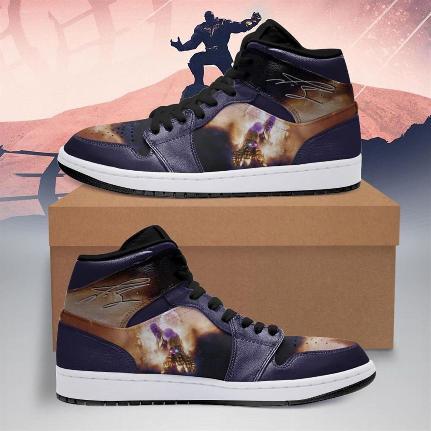 Thanos Marvel 3 High Top Air Jordan Sneaker, Air Jordan Hightop