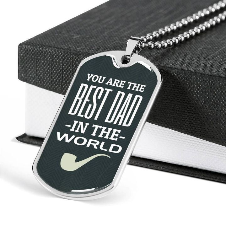 The Best Dad In The World Dog Tag Necklace Gift For Dad