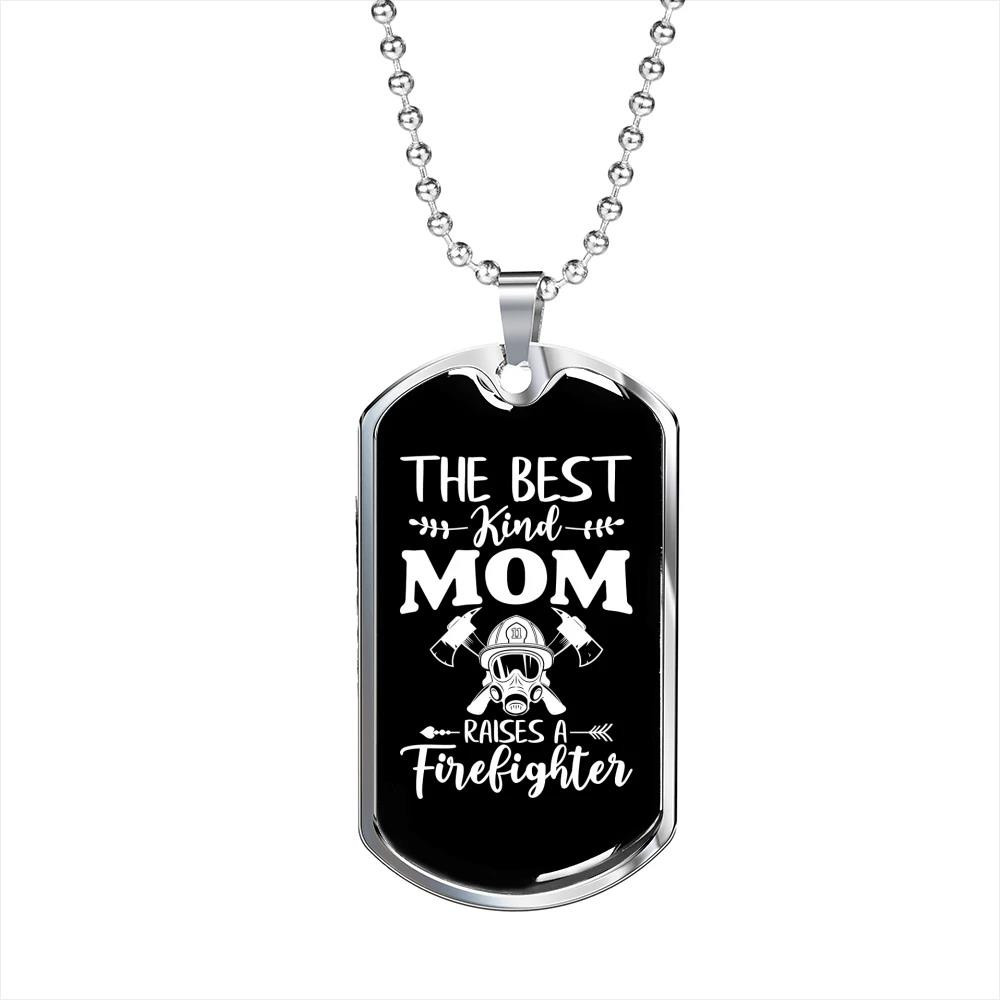 The Best Kind Mom Awesome Gift For Mom Firefighter Dog Tag Pendant Necklace