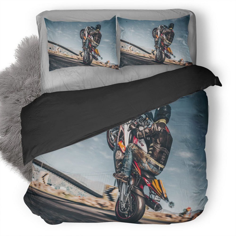 The Crew Wheelie On Bike 3D Customized Duvet Cover Bedding Set