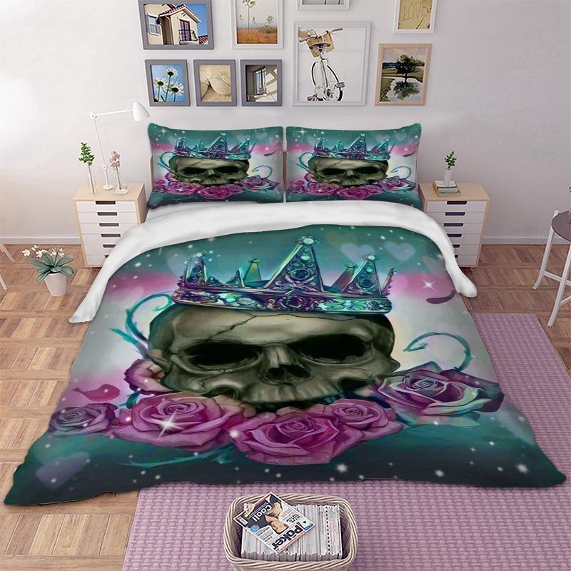 The Crowned Queen 3D Skull Duvet Cover Bedding Set