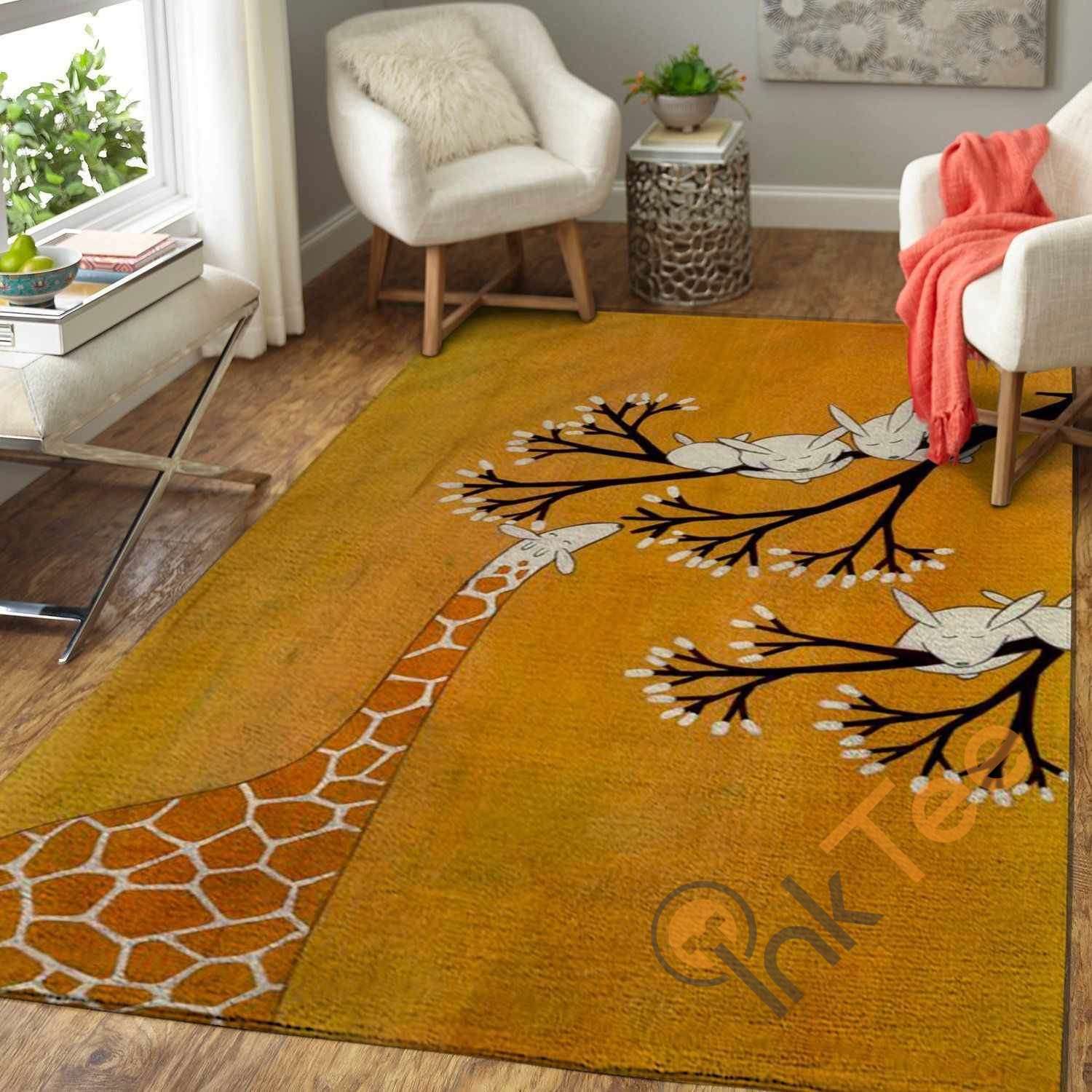 The Giraffe The Bunnies Area Rectangle Rug