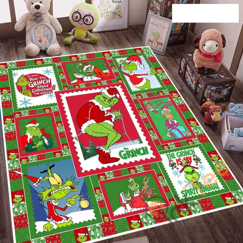 The Grinch Ew People Naughty Christmas For Living Room Kitchen Bedroom Rectangle Rug