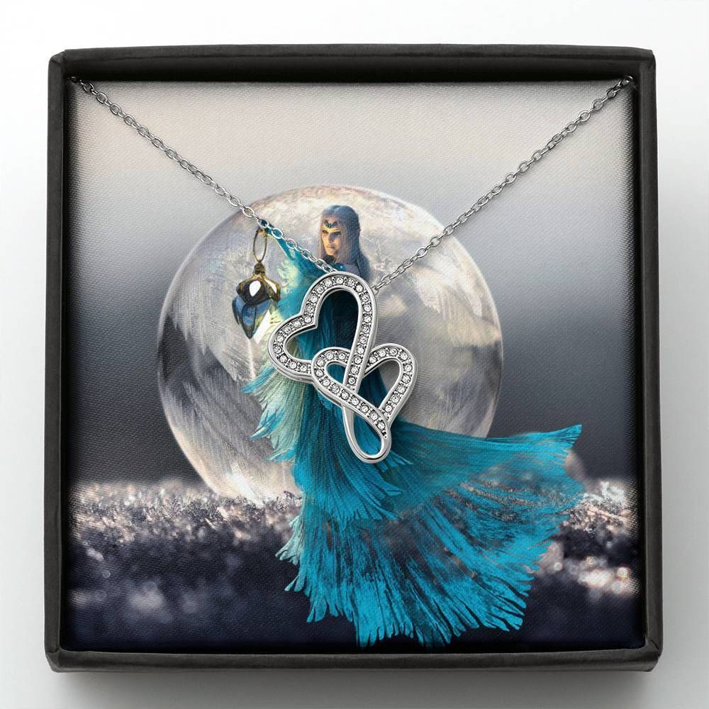 The Guardian Of The Moon Gift For Mom Double Hearts Necklace