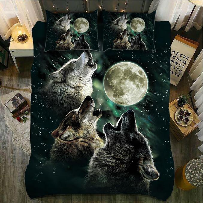 The Howling Wolf 3D Customized Duvet Cover Bedding Set
