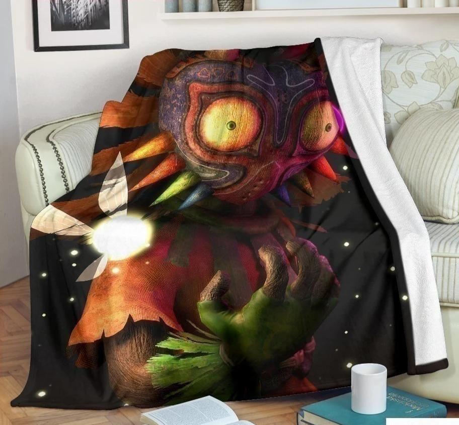 The Moon Zelda Orange Design Sherpa Blanket Cozy Blanket Fleece Blanket