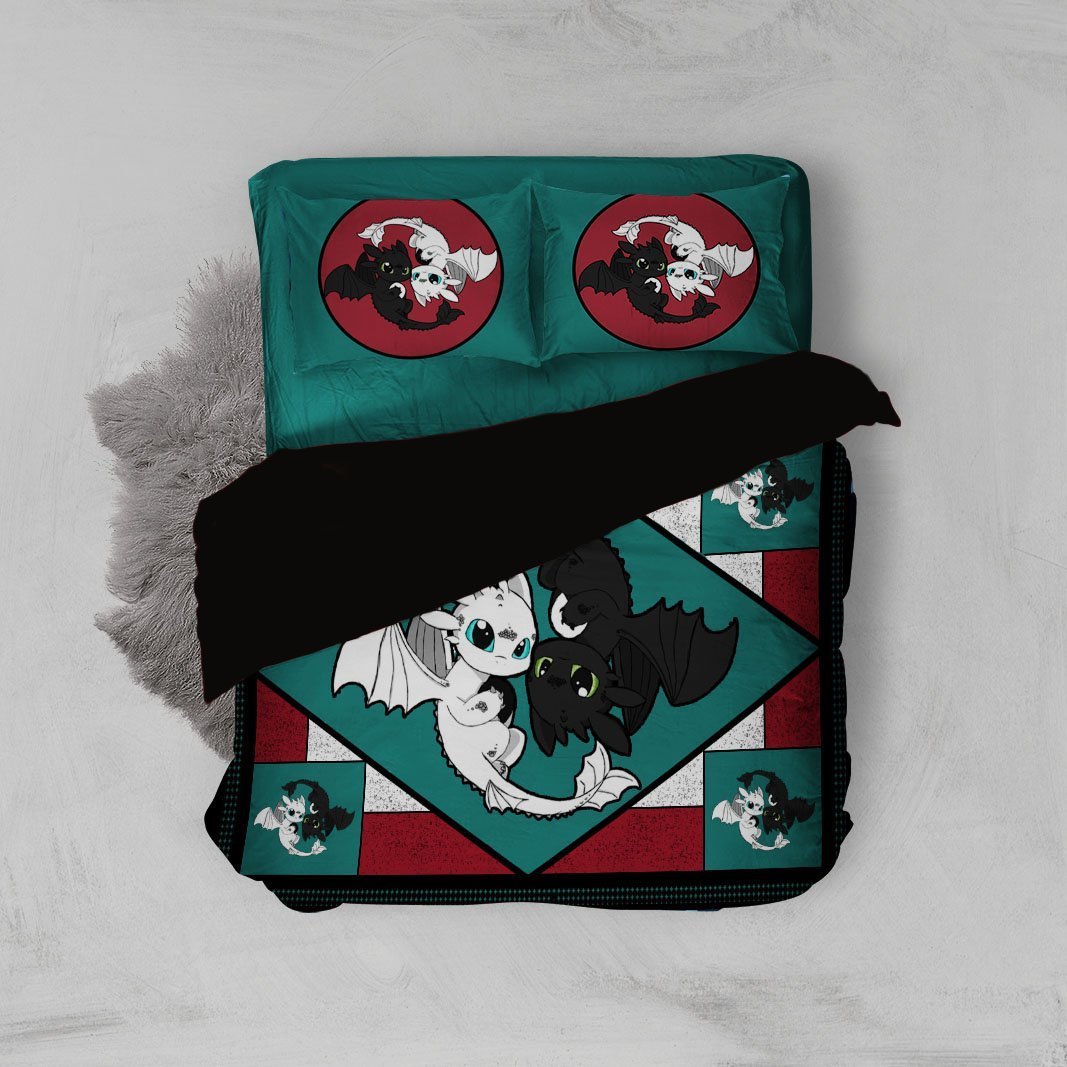 The Night Fury Yin Yang How To Train Your Dragon 3D Customized Duvet Cover Bedding Set
