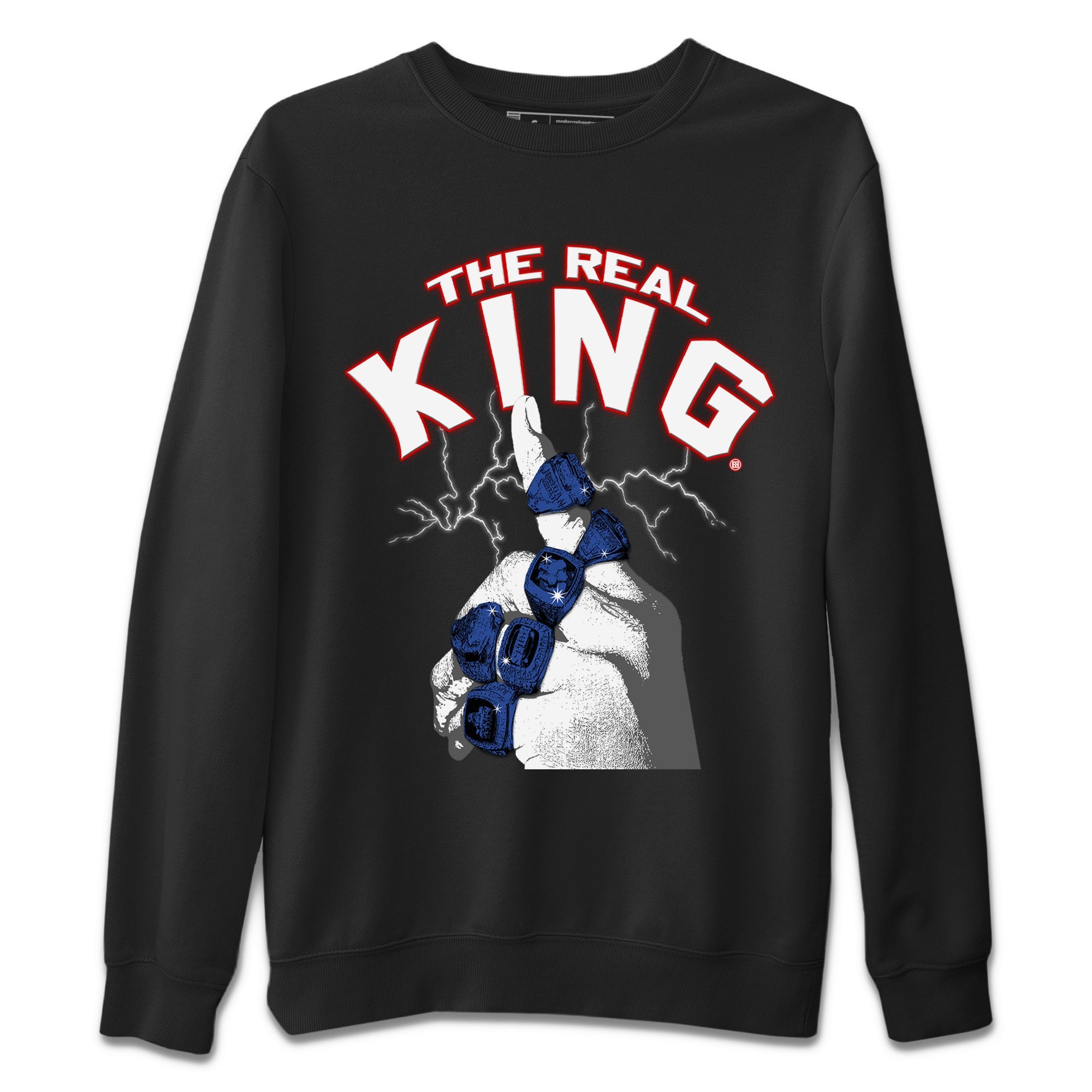 The Real King Unisex Sweater – Air Jordan 13 French Blue, Sneakers Matching Sweater