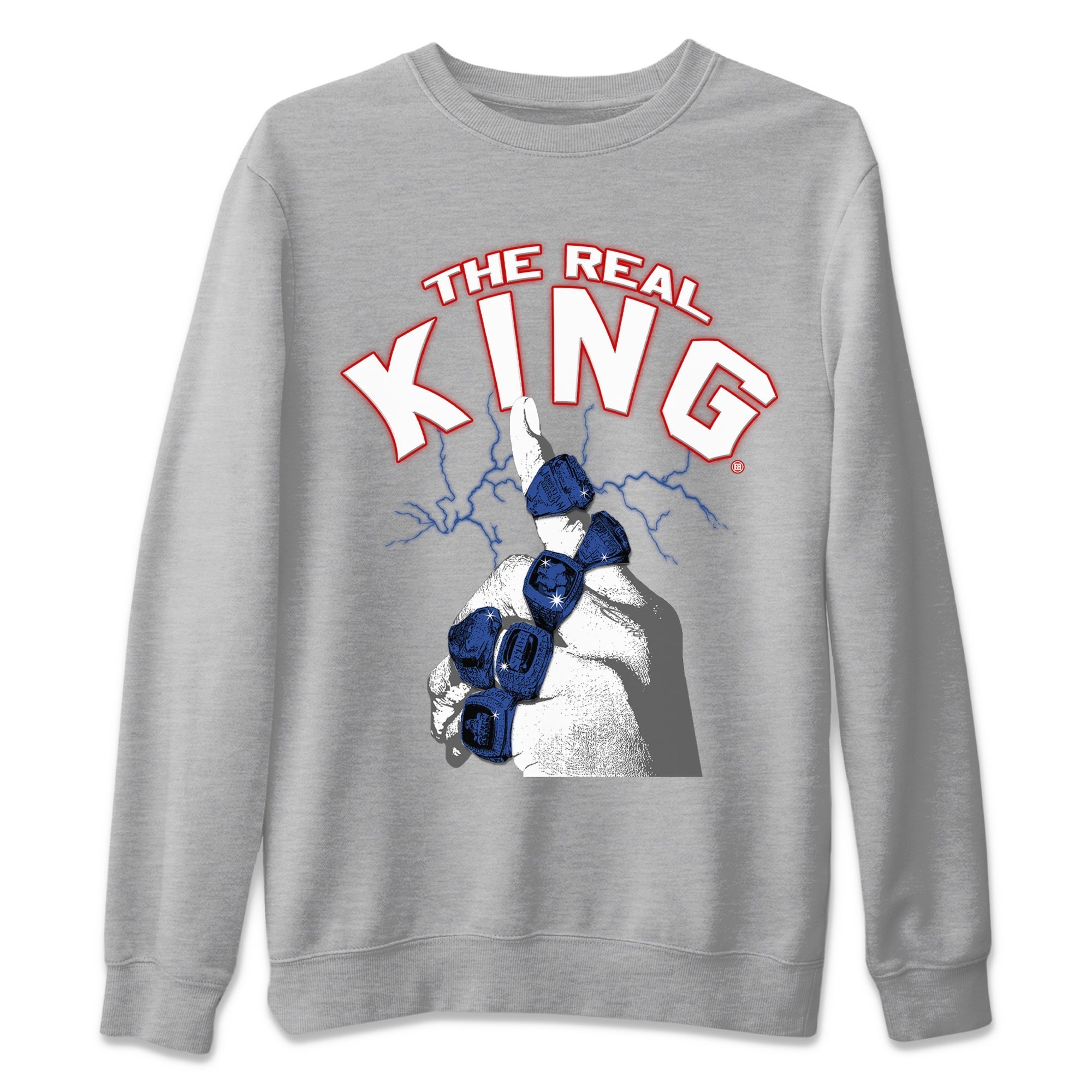 The Real King Unisex Sweater – Air Jordan 13 French Blue, Sneakers Matching Sweater