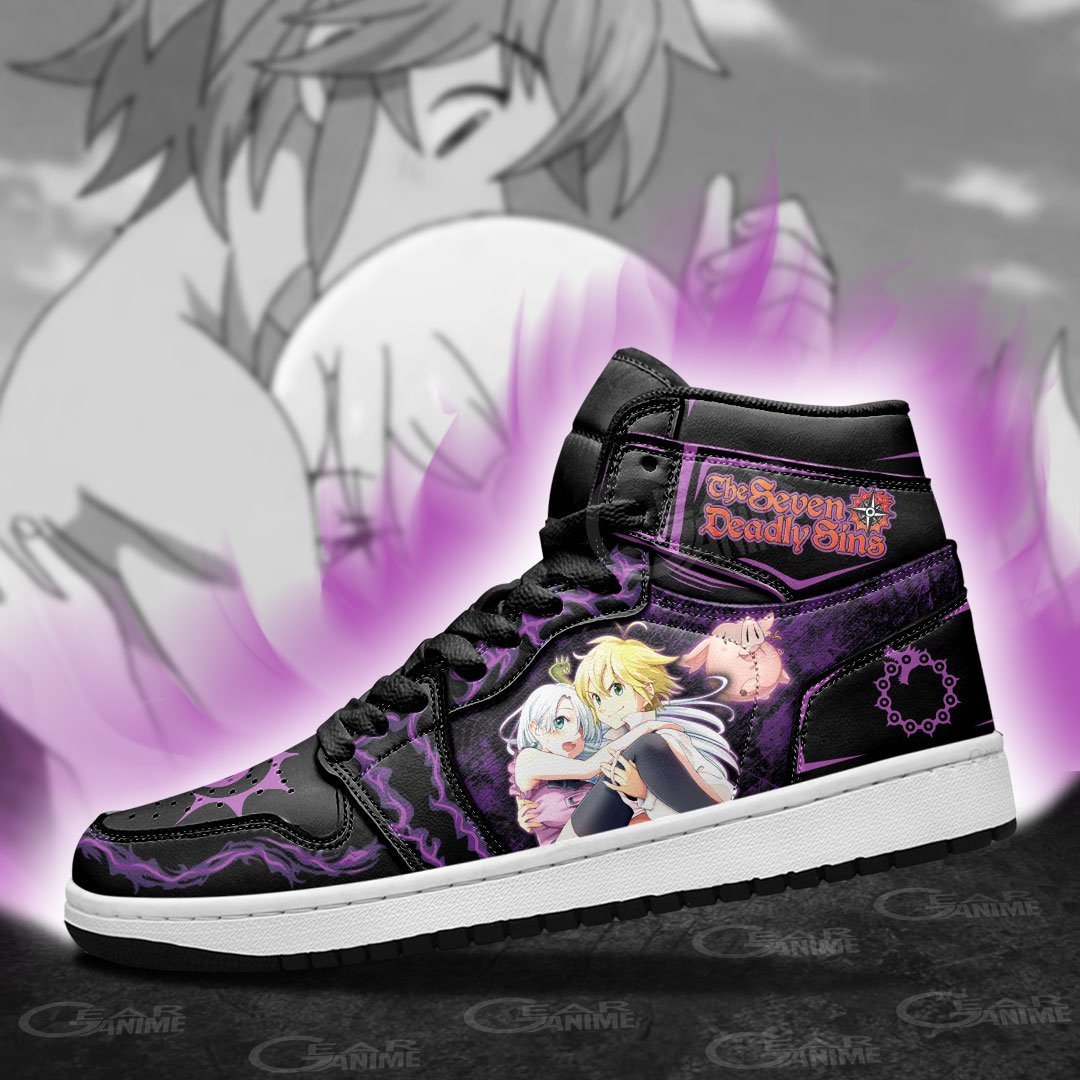The Seven Deadly Sins JD1s Sneakers Meliodas and Elizabeth Anime Shoes, Air Jordan Hightop