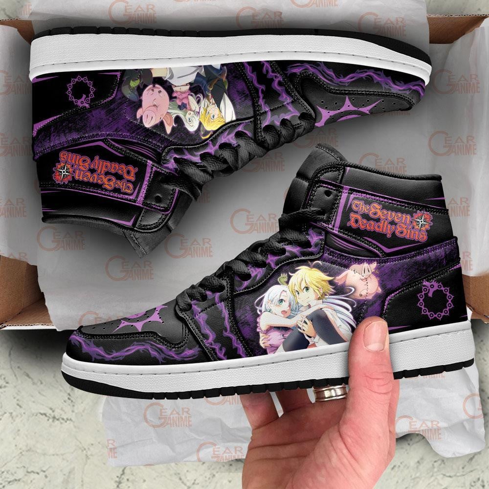 The Seven Deadly Sins JD1s Sneakers Meliodas and Elizabeth Anime Shoes, Air Jordan Hightop