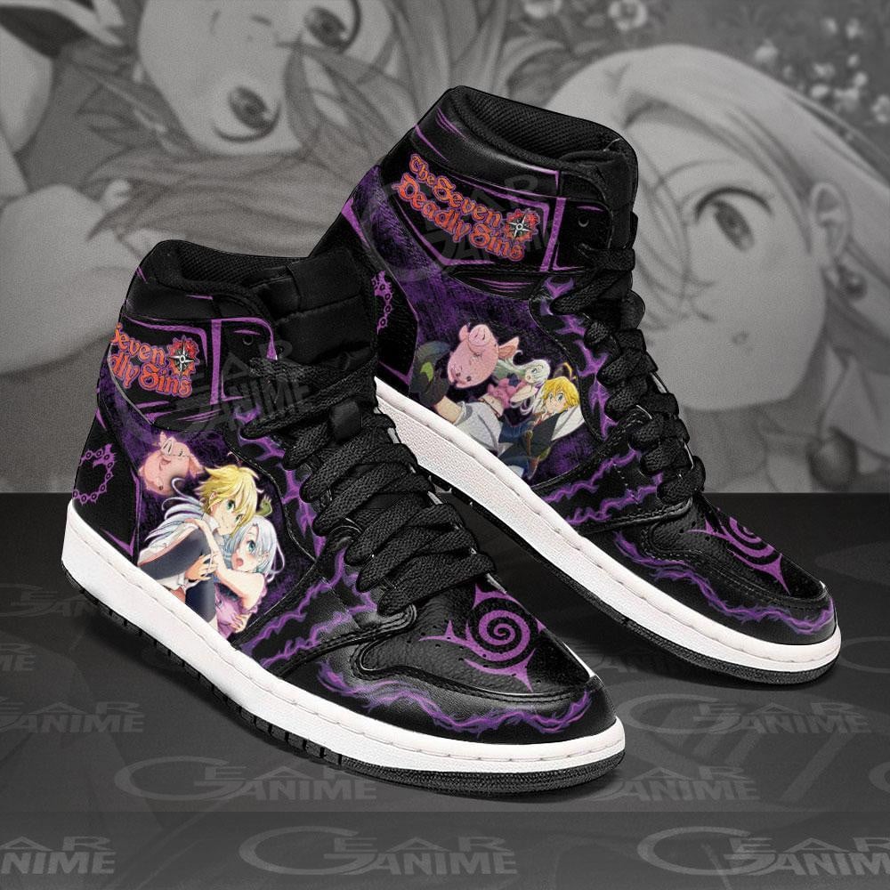 The Seven Deadly Sins JD1s Sneakers Meliodas and Elizabeth Anime Shoes, Air Jordan Hightop
