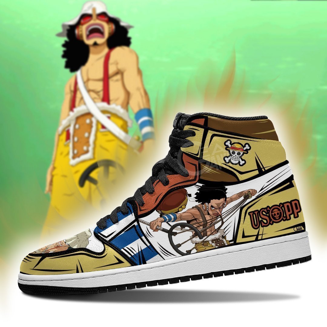 The Sniper Usopp JD1s Sneakers Anime One Piece Shoes, Air Jordan Hightop