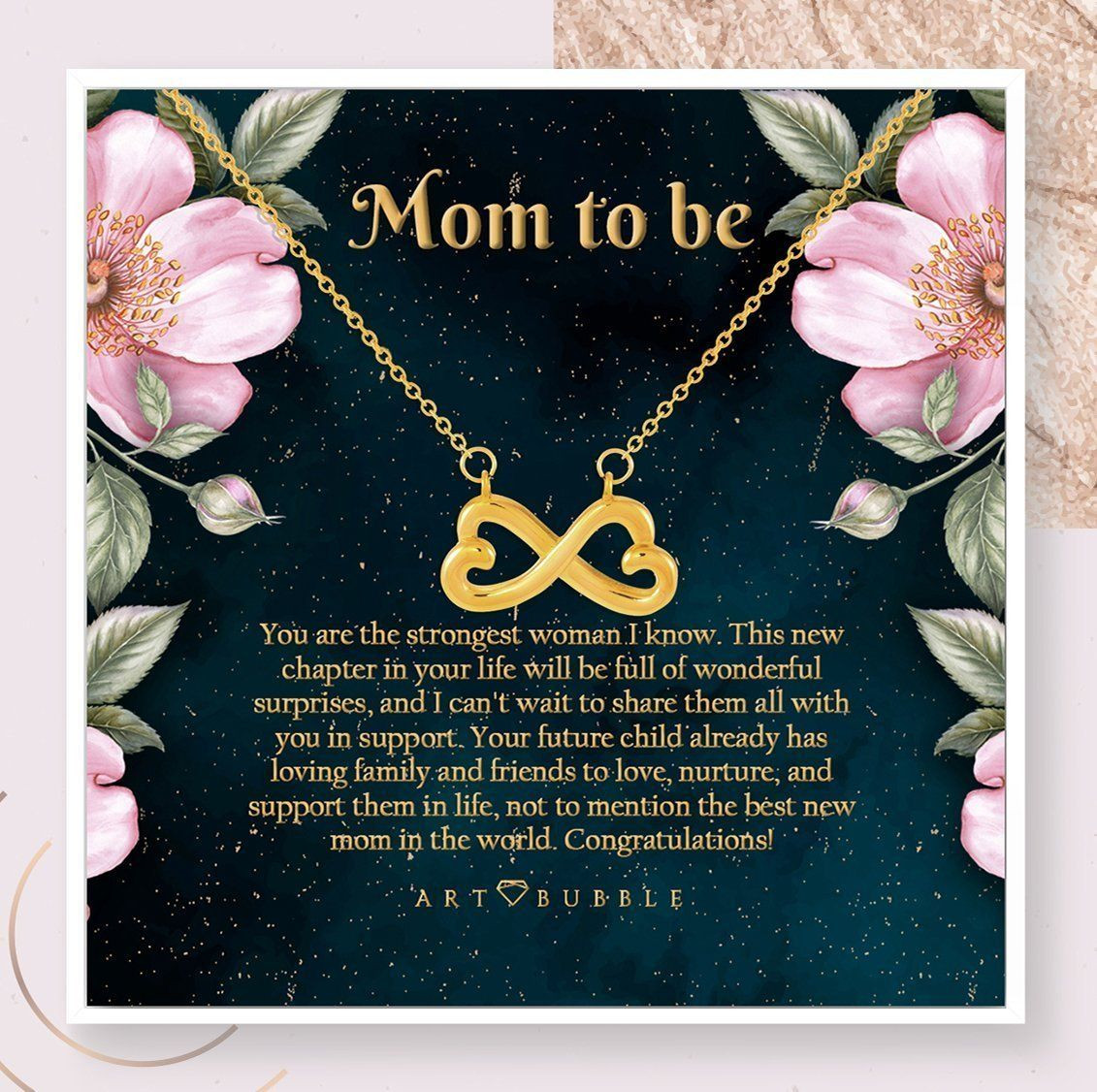The Strongest Woman I Know 18k Gold Infinity Heart Necklace Gift For Mom To Be