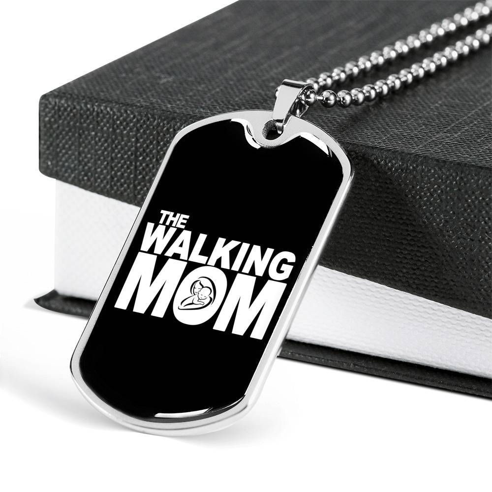 The Walking Mom Black Dog Tag Necklace For Mom
