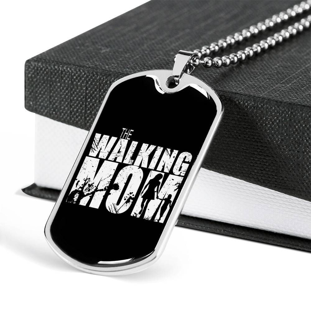The Walking Mom Dog Tag Necklace For Mom