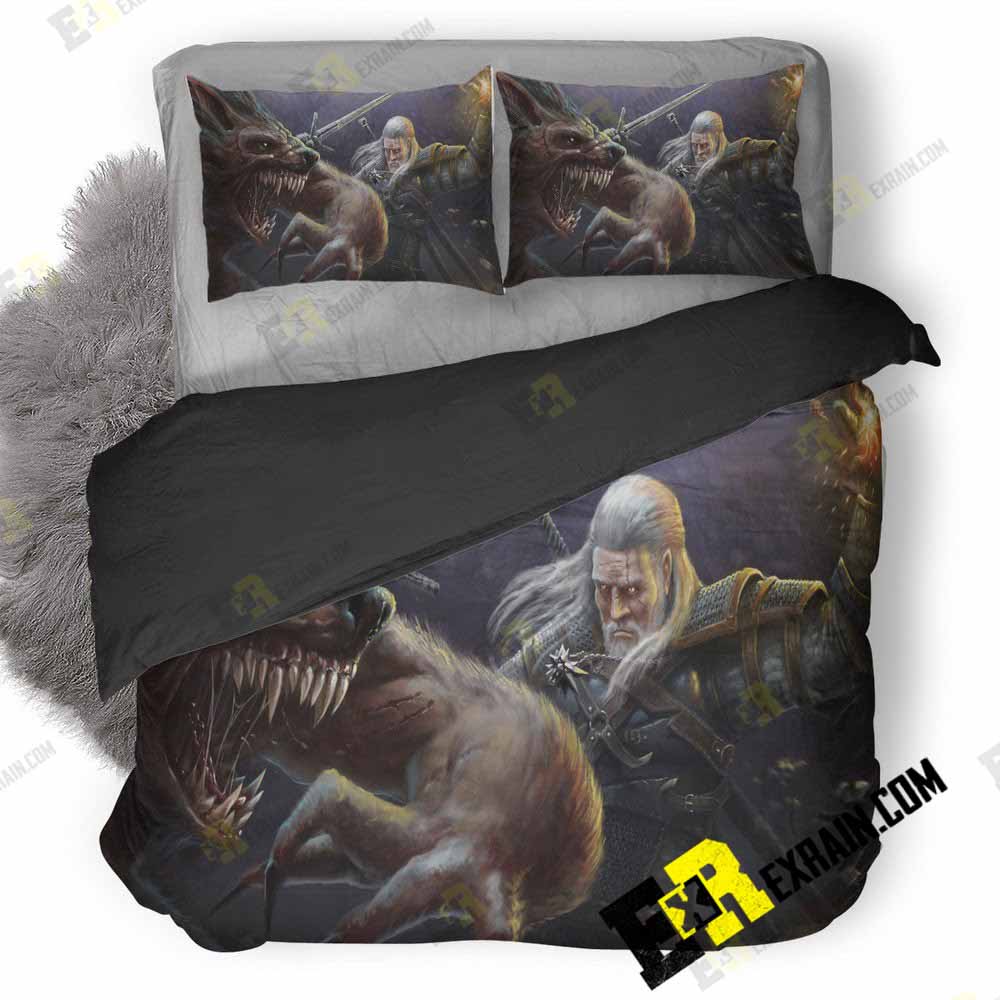 The Witcher Killing Monster Artwork Er 3D Customized Duvet Cover Bedding Set