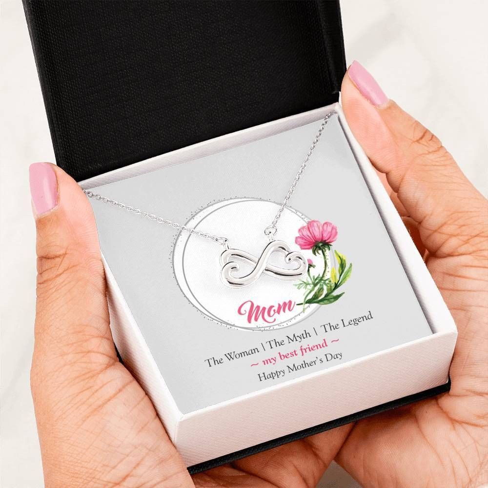 The Woman The Myth The Legend Silver Infinity Heart Necklace Gift For Mom