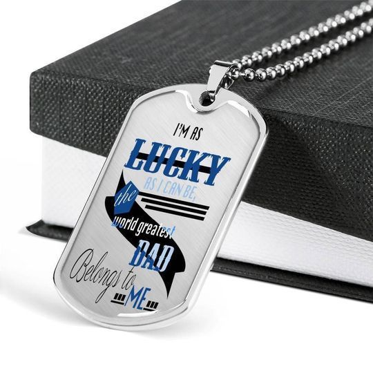 The World Greatest Dad Belongs To Me Dog Tag Necklace Gift For Dad