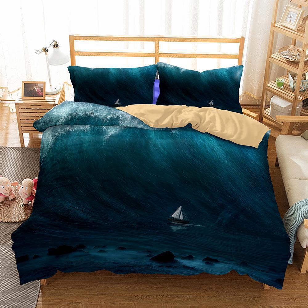 Theme Digital Printing Hurricane Household Items Piece 3D Customized Duvet Cover Bedding Set