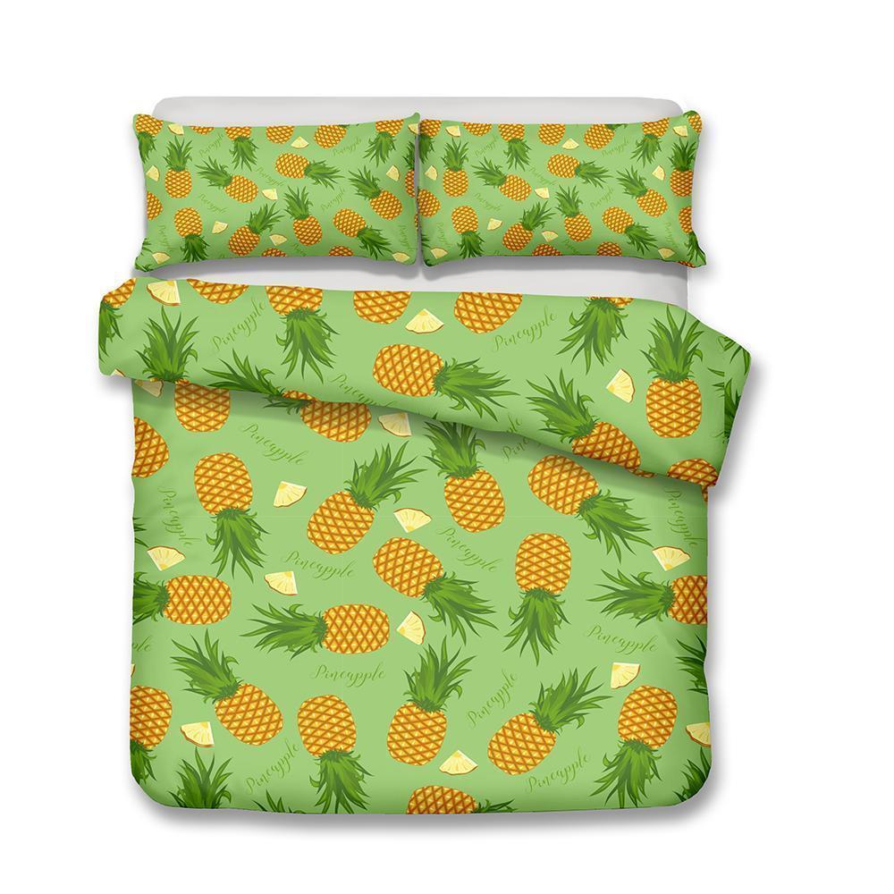 Theme Pineapple Digital Print Home Decoration Design A Variety Ofize Optionss 3D Customized Duvet Cover Bedding Set