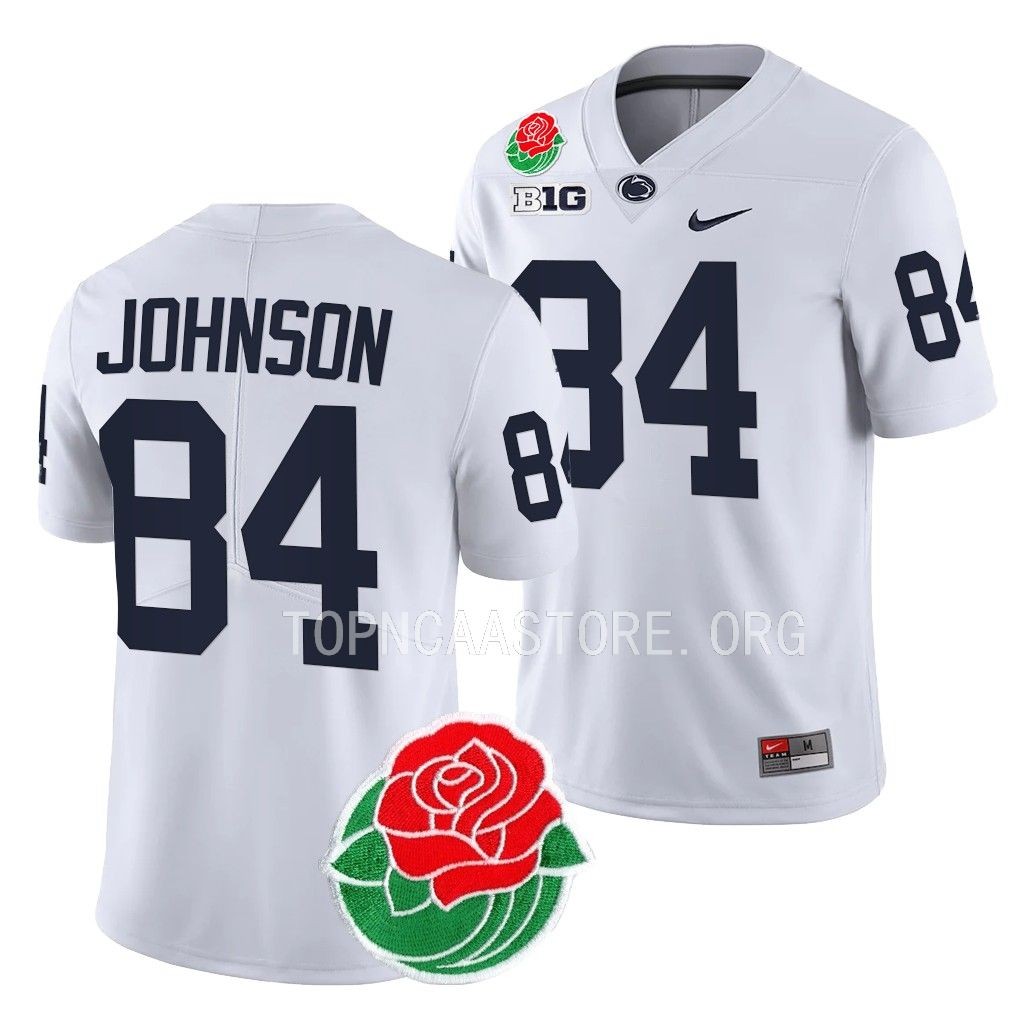 Theo Johnson Penn State Nittany Lions #84 White Jersey 2023 Rose Bowl Men's College Uniform